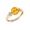 Heirloom Quality 14K Solid Gold Unique Oval Shape Natural Citrine Gemstone & Real IGI Certified White Diamonds Fine Bridal Rings