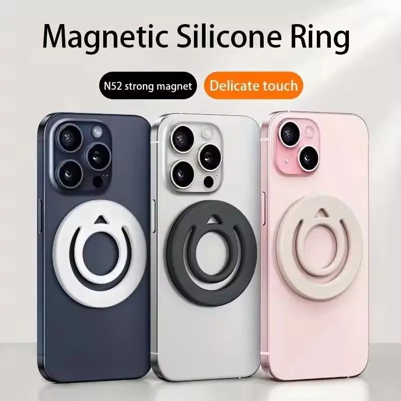 Universal Magnetic Silicone Finger Ring Grip Double-Side Strong Magnet Circular Grip Phone Holder for IPhone MagSafe Ring Shape