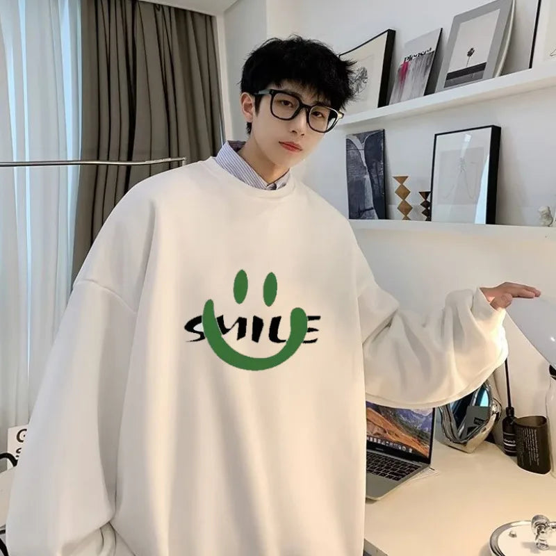 【M-8XL Sweatshirts】Men Oversized Sweatshirt Fashion Loose American Cartoon Dinosaur Dog Print Long Sleeve Couple Clothes