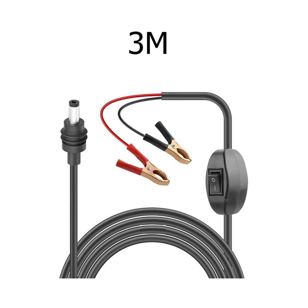 2/3/5m 12-48V Alligator Clip To DC Power Cable 16AWG Wire For Starlink Mini  with Built-in Switch For Starlink Mini Accessories