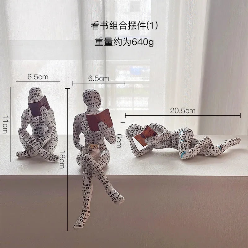 Nordic Modern Reading Woman Statue Modern And Simple Living Room Decorative Ornaments  Resin Crafts, Tabletop Sculpture