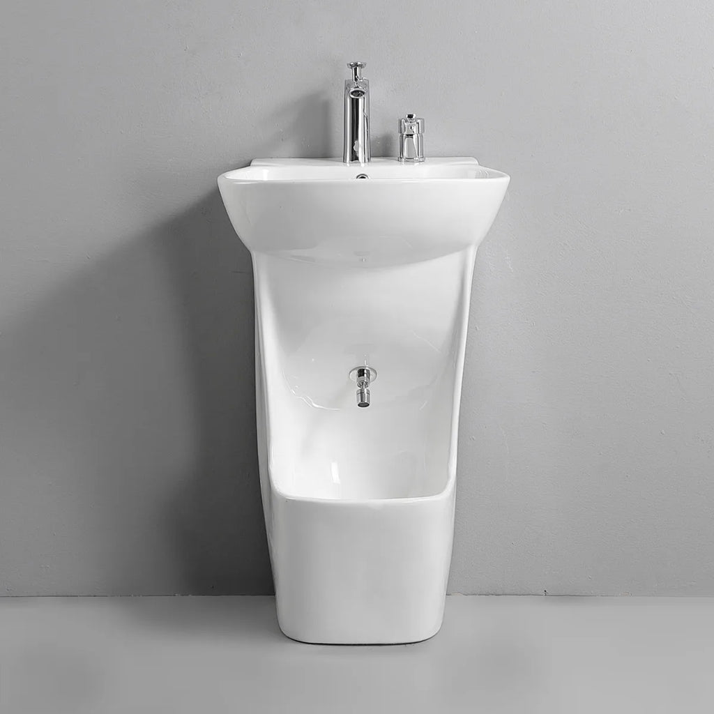 Bathroom Basins Foot Mounted Pedestal Sink White Ceramic Hand and Foot Wash Basin