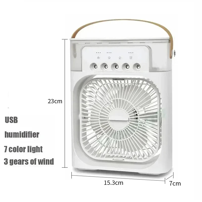Portable 3 In 1 Mini Air Conditioner Fan Humidifier LED Night Light Adjustable Wind Speed Desktop Cooler For Bedroom Office Stud