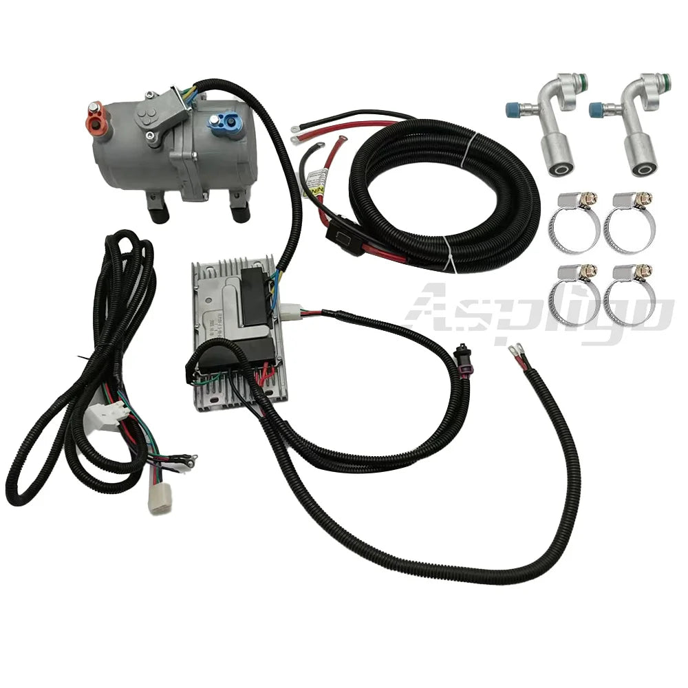 Electric Air Conditioning Compressor Set Air Conditioner Compressor with Control Panel 12V for Car Truck Bus Automotive Boat