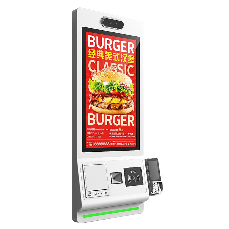 27-Inch Factory Kiosk for Aliexpress, Touch Screen LCD QR Thermal Printer RFID Android Windows Self-Service