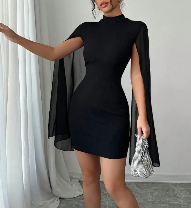 Elegant Long Sleeve Wrap Body Dress Intellectual One Step Slim Fit Autumn Spring Season High Elasticity Polyester Fiber Dress