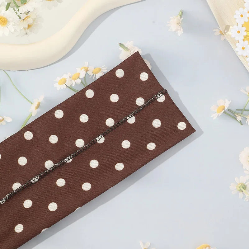 Hot Sale! Polka Dot Yoga Elastic Headband Fashionable Travel Vacation Makeup Headband Sports Fitness Sweat-absorbent Hairband