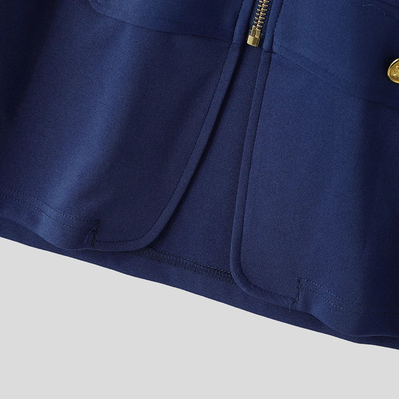 INCERUN Men's Jackets Solid Stand Collar Long Sleeve Double Breasted Male Coats Streetwear Zipper 2026 Fashion Casual Outerwear
