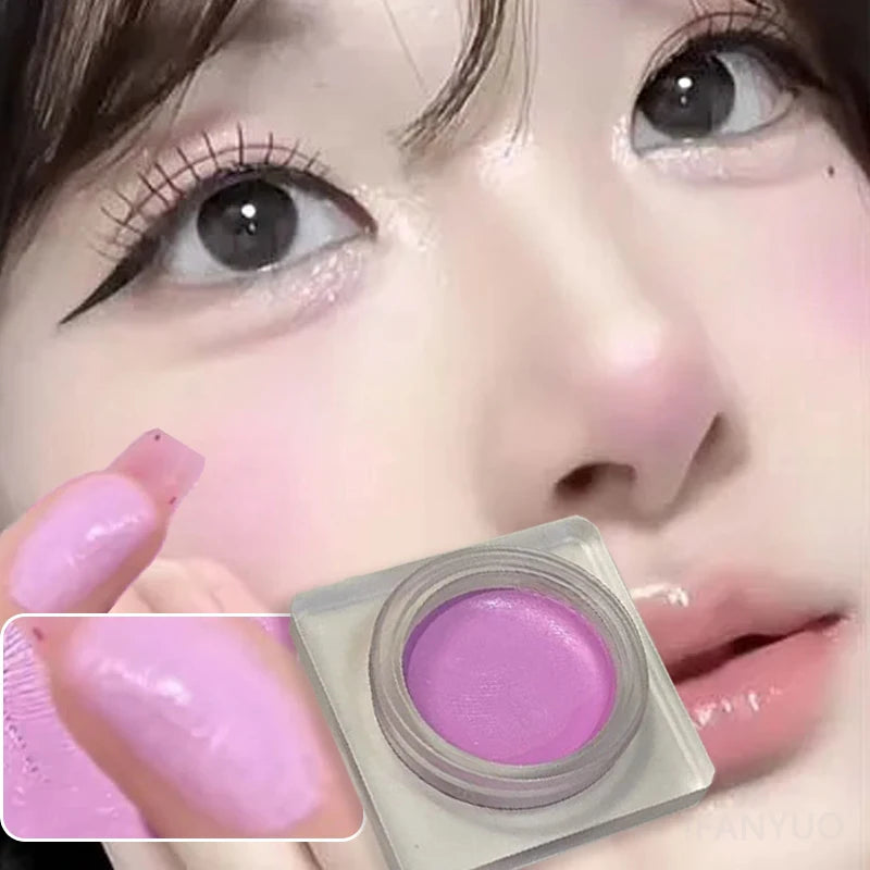 Purple Blush Cream Cheek Rouge Rose Brown Mud Palette Long-Lasting Waterproof Monochrome Brighten Face Moisturizing Blush Makeup
