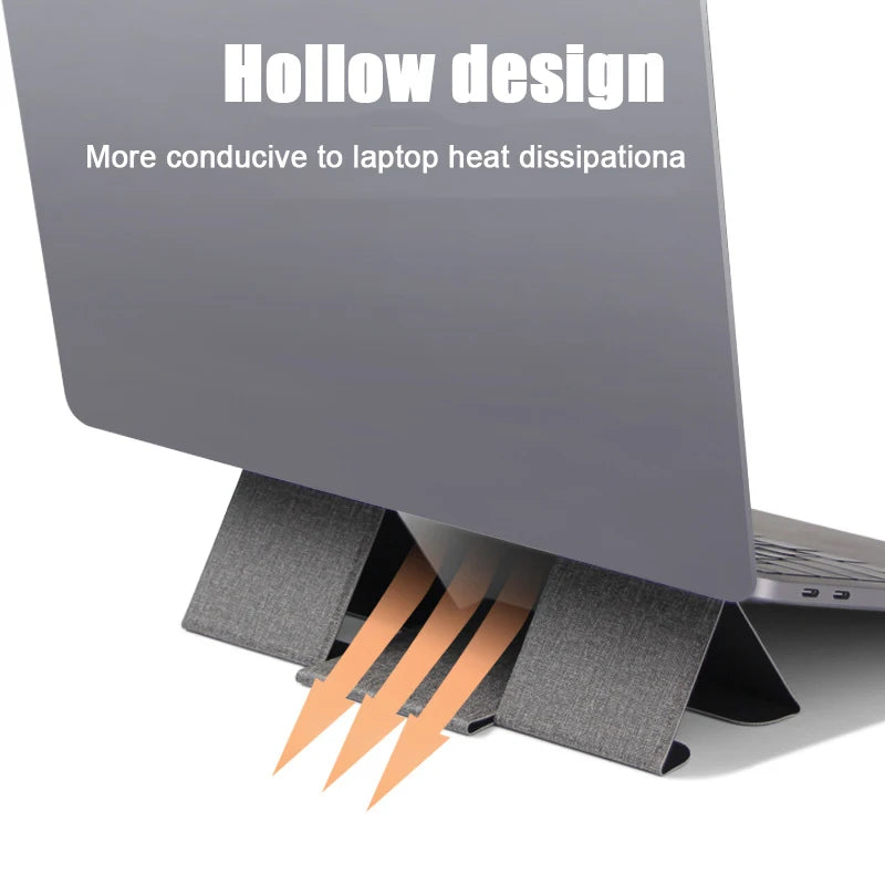 Portable Laptop Holder Desk Folding Desk Support PU Leather Stand Laptop Expansion Cooling Laptop Adjustable Stand Rack Bracket