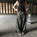YJKDYK High Waist Camouflage Workwear Jeans Women's Autumn Spring American Retro Wide Leg Floor-Length Pants Trendy High Street