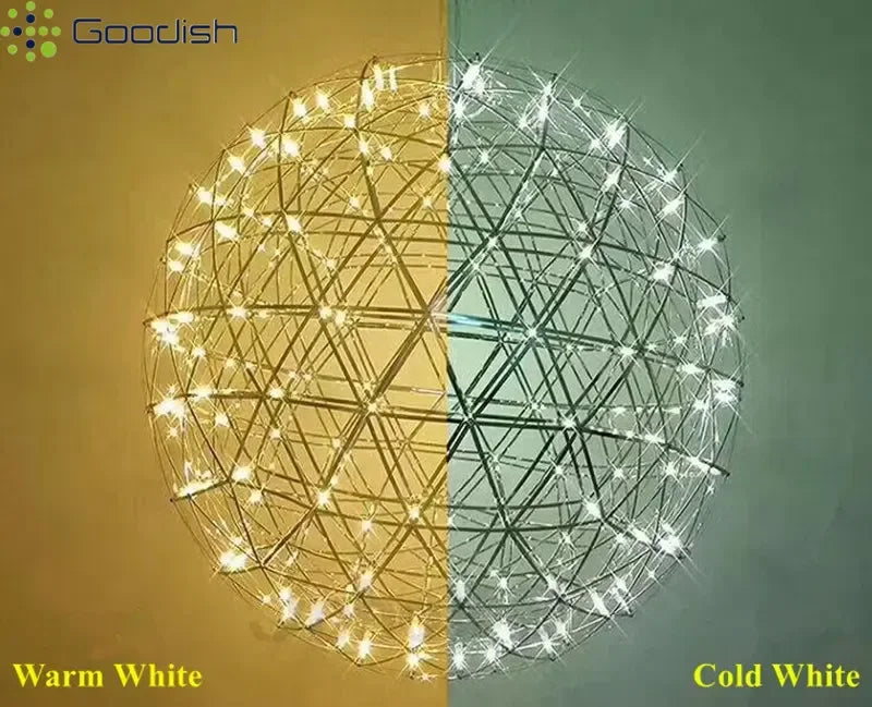 Modern Minimalist Stainless Steel Spark Ball LED Pandent Lights Art Creative Lamps for Chidren's Room Home Decoration Chandelier