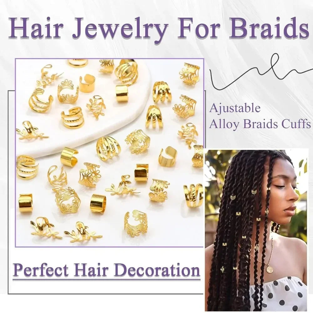 2024 New 40pcs Dreadlock Hair Beads - Stylish Alloy Hair Accessories Loc Hair Jewelry for Braids for Girls and Women