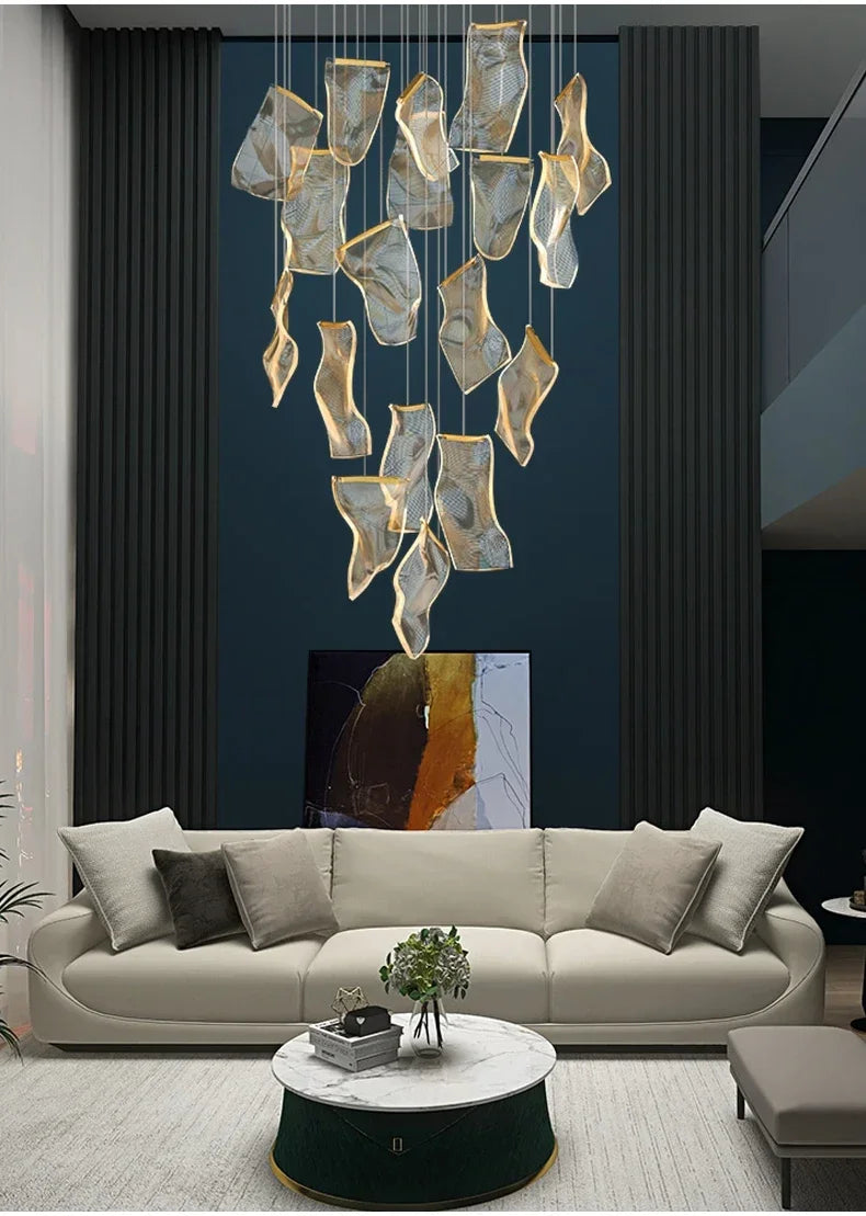 Modern LED Pendant Lights Living Dining Room Lighting Lustre Decor Chandelier Indoor Villa Duplex Stairs Hanging Lights Fixture