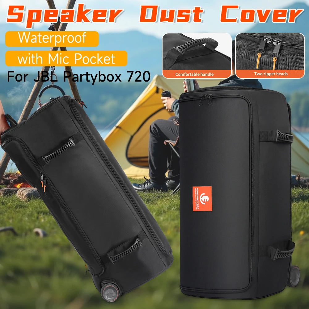 Padded Speaker Protective Cover Case with Mic Pocket Waterproof Double-Sided Speaker Storage Bag for JBL PARTYBOX 720 Dust Case