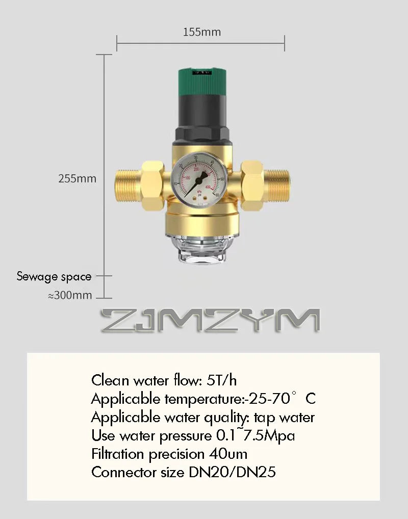 Honeywell Large Flow Pressure Reducing Valve Brass Double Live Connection Same Pressure Adjustable Valve for Water Heat System