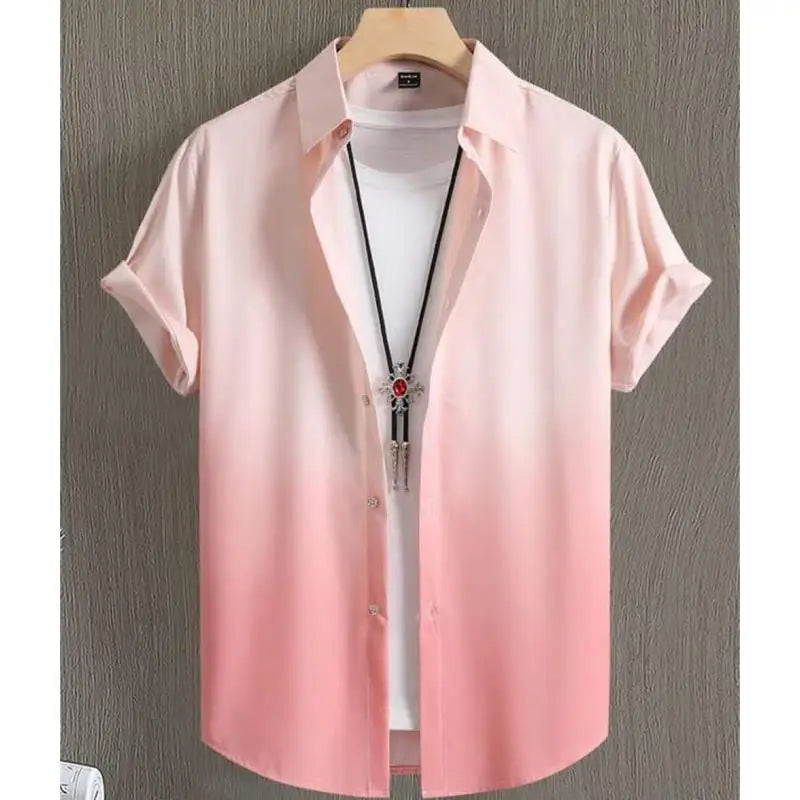 Hawaiian Men'S Shirt 3d Gradient Printing Loose Oversized Shirts And Blouses High-Quality Clothing Beach Party Sweatshirts