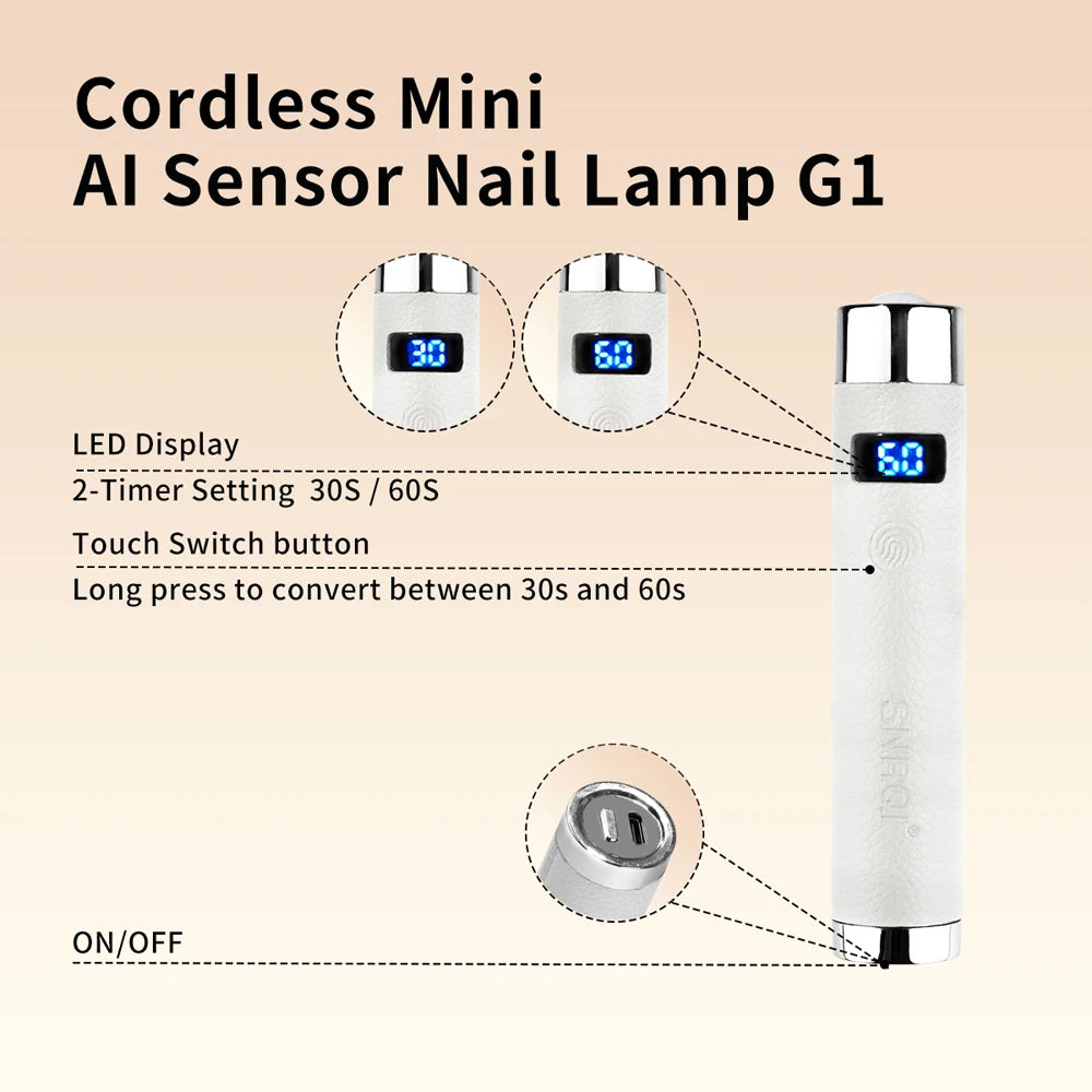 Ai Sensor Nail Lamp UV LED Mini Lamp Rechargeable Cordless Lamp Desktop and Handheld Drying Light Curing All Nail Gel Quickly