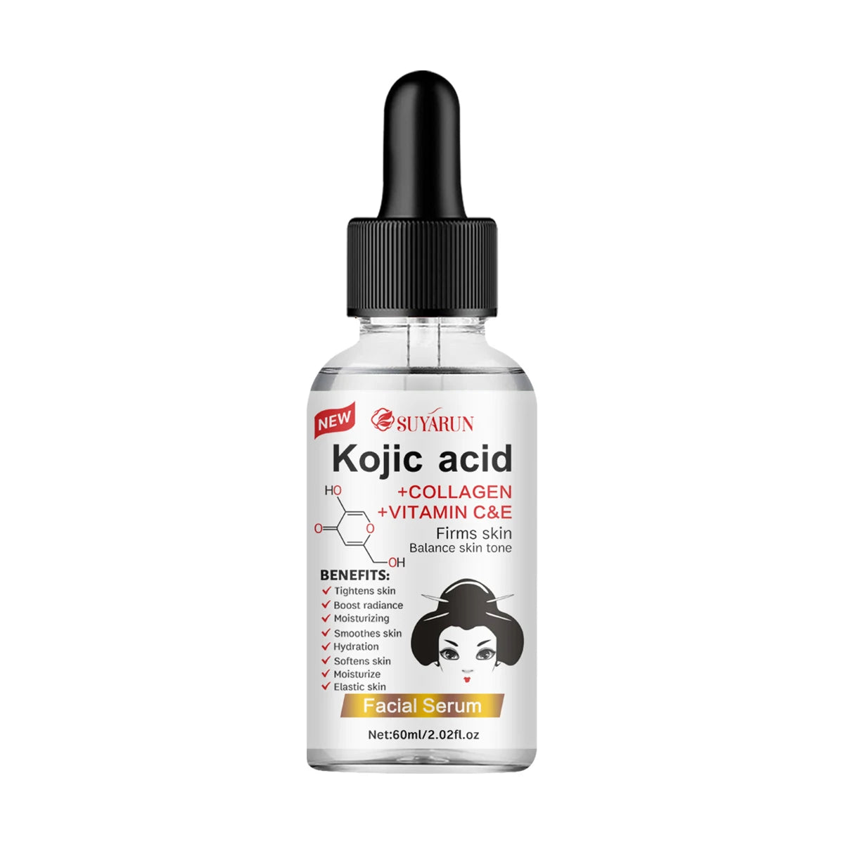 SUYARUN Propolis VITAMIN E & Kojic Acid Face Serum - Brightening Anti-Aging Treatment, Fades Dark Spots, Evens Skin Tone.