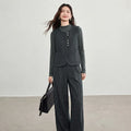 SENTUBILA Women's 2 Piece Pants Set 2026 New O Neck Waistcoat Straight Pant Winter Office Lady Wool Blend Female Suit 154ZA6093