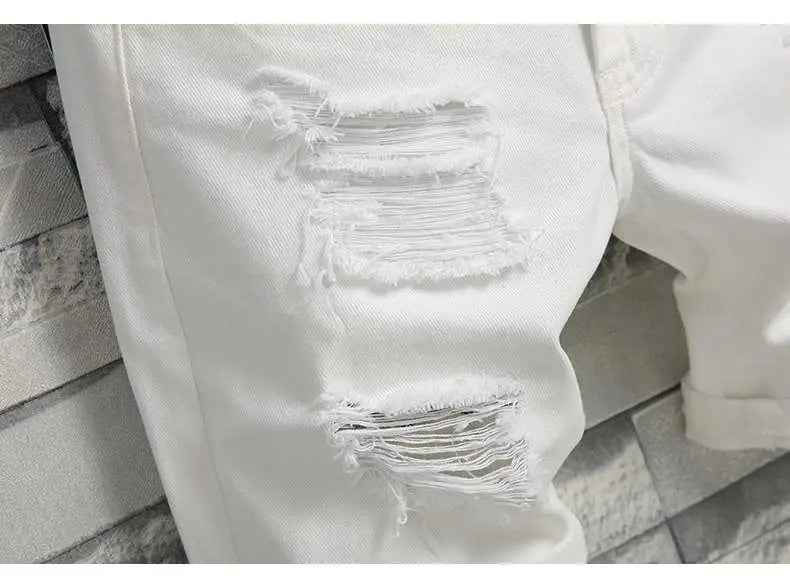 Men's Denim Shorts 2025 Summer Y2k Streetwear Ripped Casual Denim Knee Length Solid Jeans Shorts White New Classic Jeans Shorts