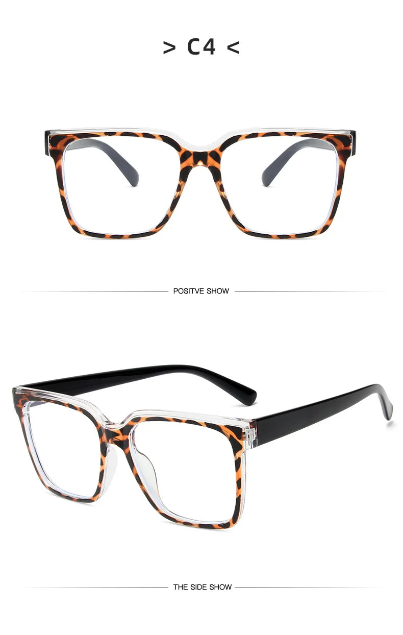 Fashion Double Color Women Cat Eye Glasses Frame Retro TR90 Clear Anti-Blue Light Eyewear Men Optical Blue Yellow Frame