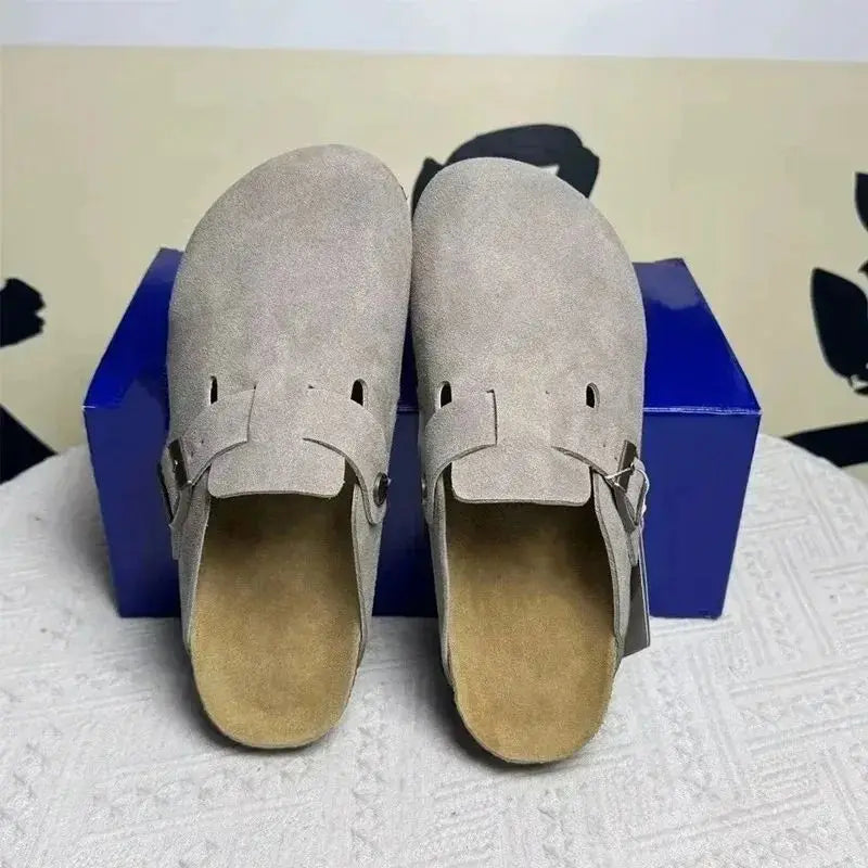 New Womens Clogs Boston Slides Mens Slippers Sandals Sliders Suede Leather Flips High Quality Spring Summer