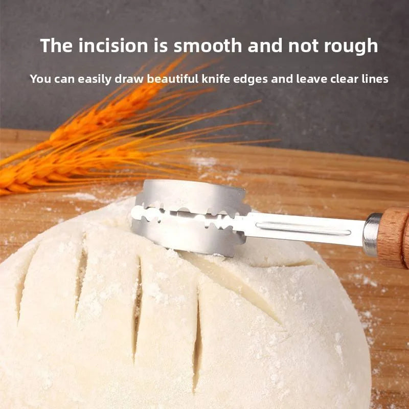 1-5P Bread Cutter French Bread Blades Kitchen Gadgets Normal Wood Handle Baking Accessory European Style Curved Arch Toast Knife