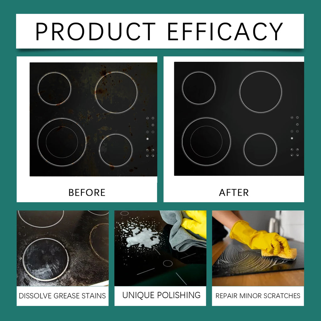 Glass Cooktop Cleaner Polish Ceramic Induction Stovetop Cleaning Burnt Food Remove Household Kitchen Glass Surface Stove Cleaner