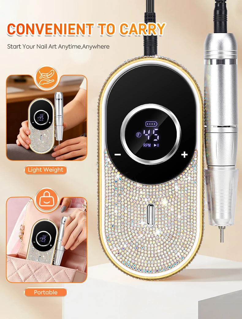 Electric Nail Drill File Professional 45000 RPM Rechargeable Nail Drill Machine Kit With Low Noise Nails Drill For Nail Art Tool