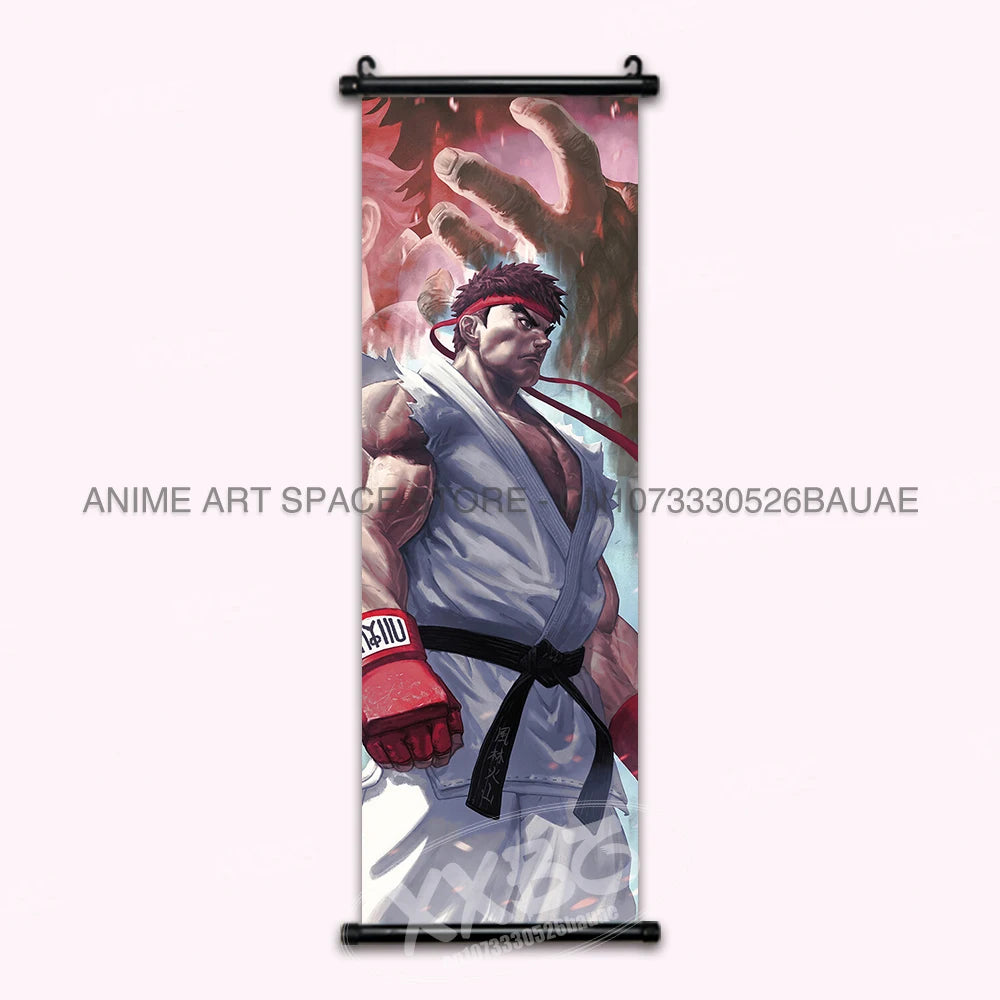 Street Fighter Hanging Painting Fighting Game Wall Artwork Gouken Scrolls Picture Sakura Kasugano Print Canvas Poster Home Decor