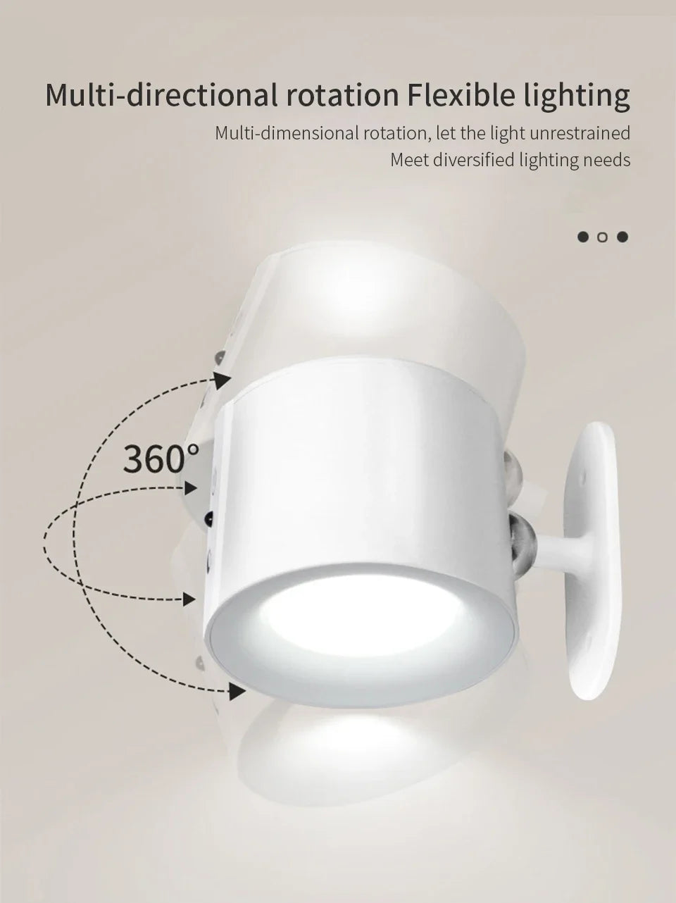 LED Wall Sconces Light Touch Control Double Head Wall Lamp 360 Rotatable 3Colors Wall Lights Wireless Night Lights Bedroom Light