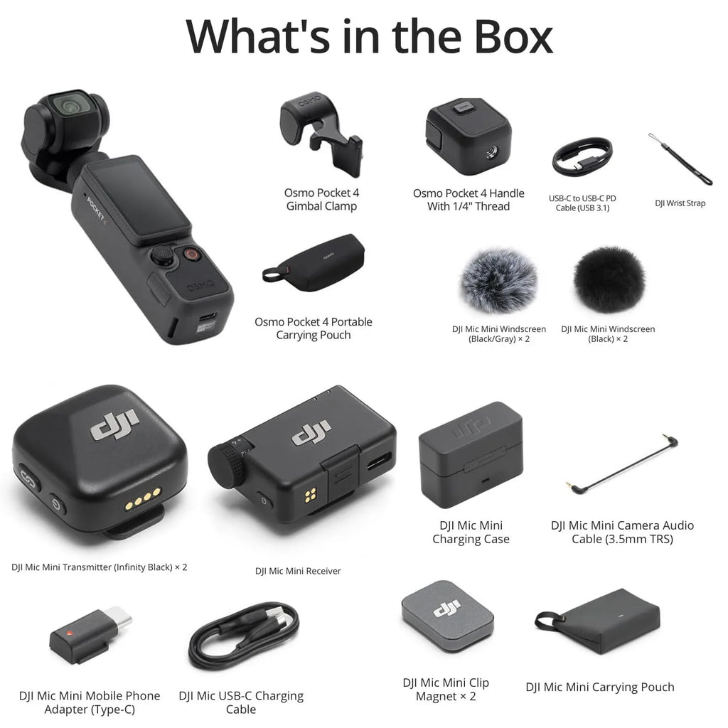 DJI Osmo Pocket 4 Standard combo,4K/6K Pocket Gimbal Camera All New with 1-Inch Sensor 107GB Storage ActiveTrack 7.0 for Vloggers