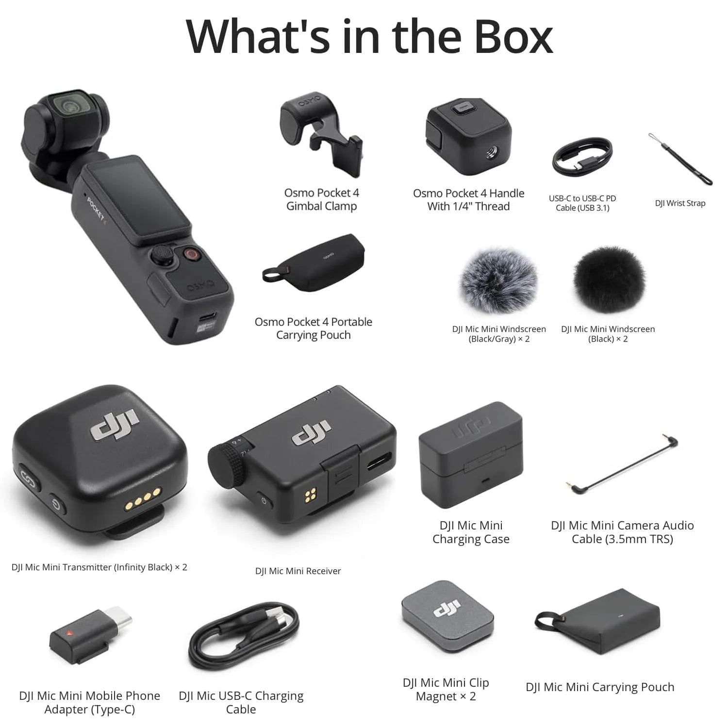 DJI Osmo Pocket 4 Standard combo,4K/6K Pocket Gimbal Camera All New with 1-Inch Sensor 107GB Storage ActiveTrack 7.0 for Vloggers