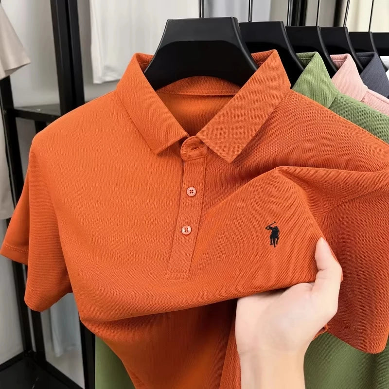 2026 New Men's Luxury Pony Embroidery Polo Shirt – High-Quality Embroidered Collar Short-Sleeve Casual Dress Summer T-Shirt