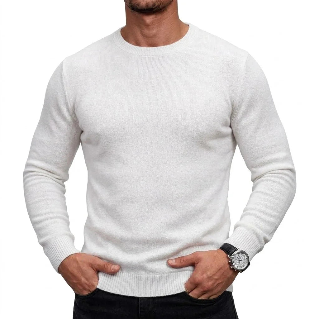 Mens Long Sleeve Knit Jumper Timeless Crew Neck Relaxed Pullover Cozy Knit Tops Business Office Apparel Thermal Knit Tees