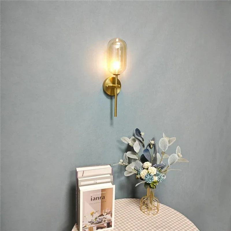 Modern Glass Wall Lamps Nordic Minimalism Creative Living Room Study Decorative Lighting Fixtures LED Bedroom Bedside Wall Light