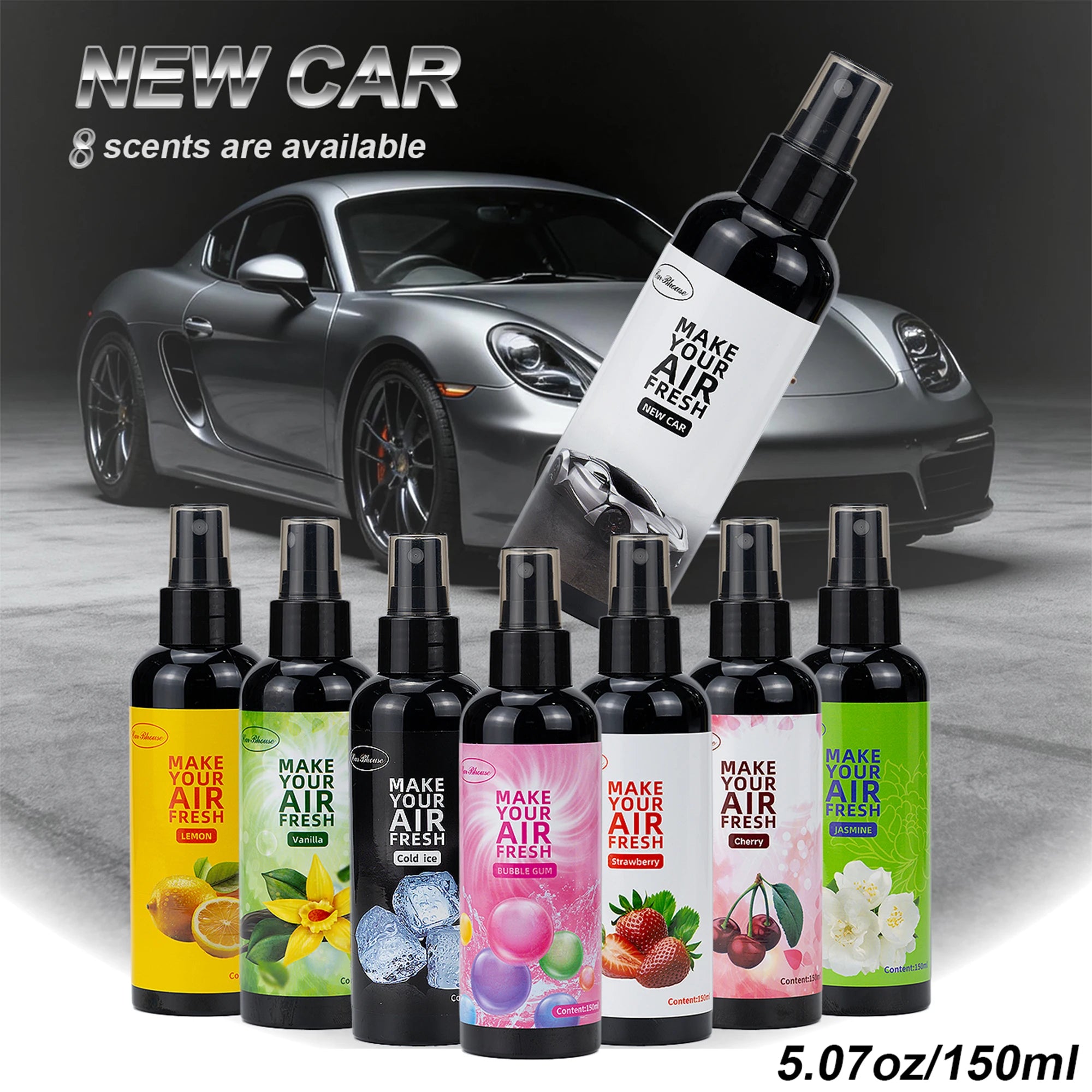 150ml/5.07oz, 9 Scents Fragrance Spray, Home/Car/Clothes/Bathroom Air Freshener, Durable Fragrance, Odor Removal, Fresh Air