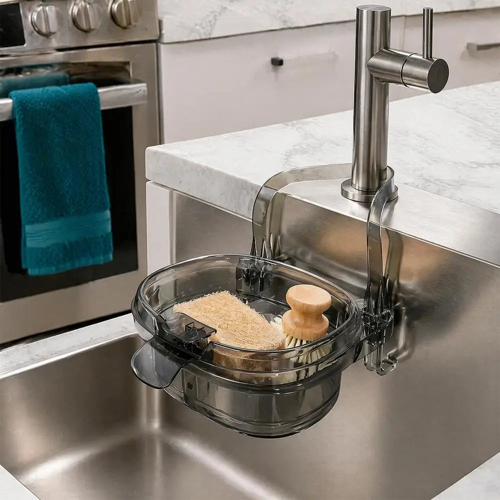 Kitchen Sink Garbage Organizer Hanging Sink Drain Basket with One-press Food Catcher Capacity Plastic Strainer Kitchen