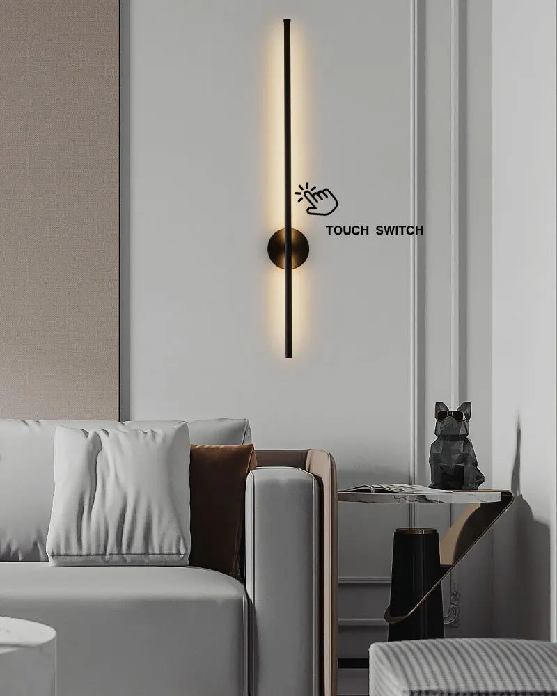 Nordic LED Wall Lights with Touch Dimmable Switch Black 40/55/60/80/100cm Interior LED Wall Lamps Wall Sconce Lighting Fixtures