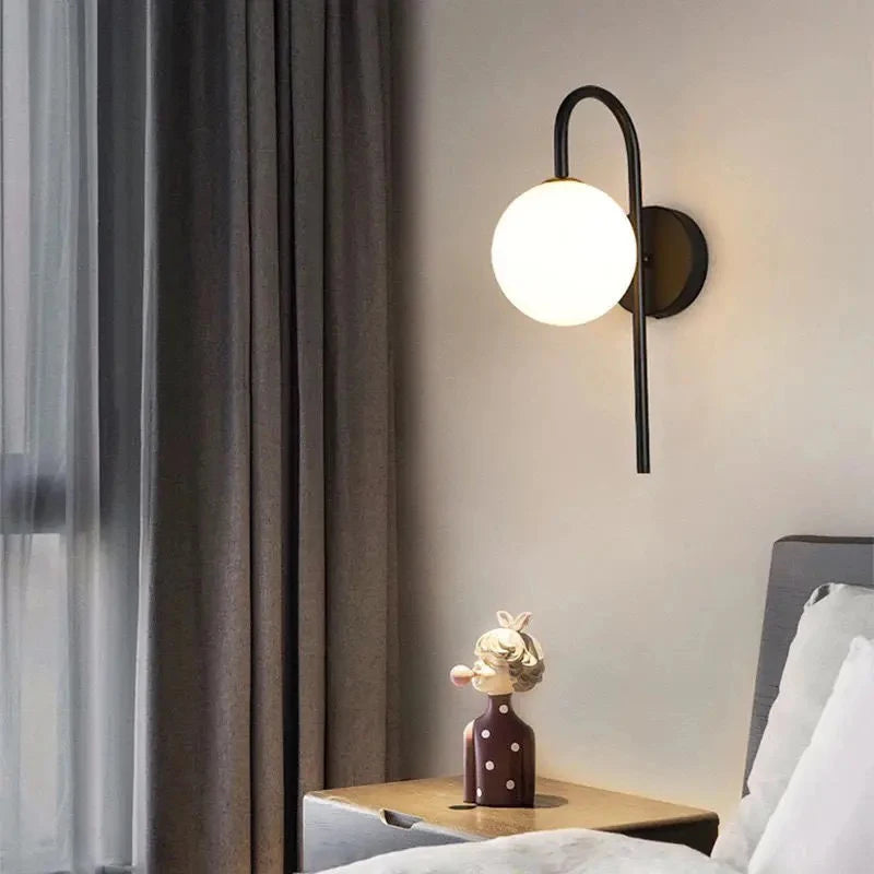 Bedroom LED Wall Lamps with 9W G9 Bulb Hardwired Indoor Frosted Glass Ball Wall Lights Wall Sconce for Bar Kitchen AC110-220V