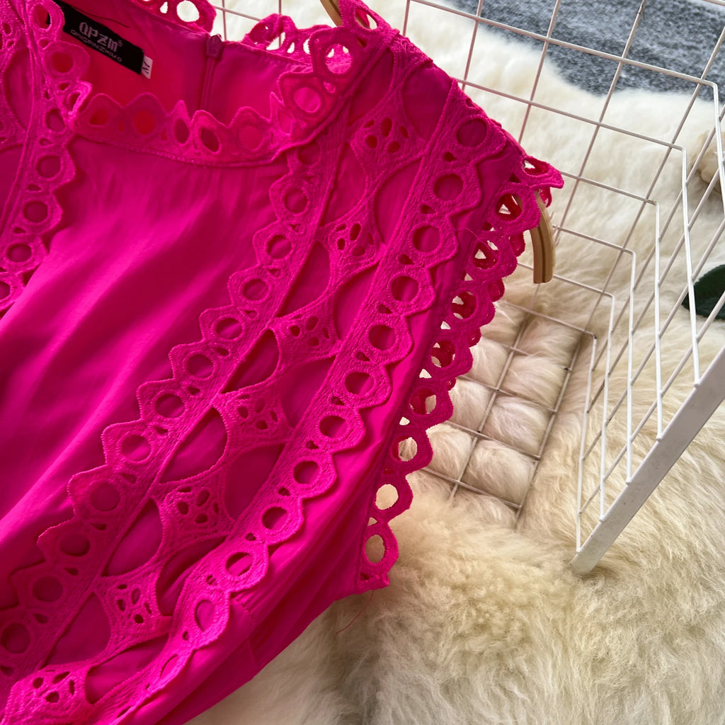 Sexy Hollow Out Embroidery O Neck Sleeveless Bandage Long Dresses Chic Evening Party Summer Vestidos Women Hip Wrap Clothing