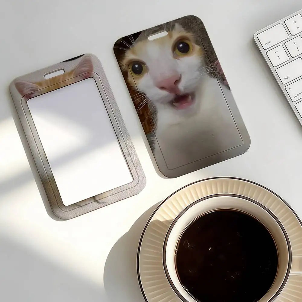 Kitty Cute Cat Meme Funny Card Holder Cardcase Bank Credit Student ID Subway Work Permit Badge Holder Door Card