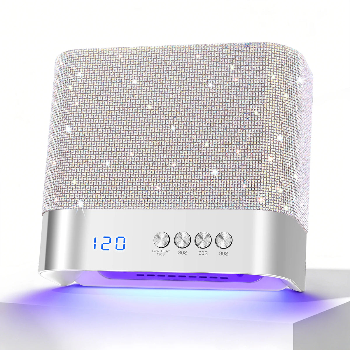 Luxury Rhinestone UV LED Nail Lamp, 36 Dual Wavelength 365+405nm LED Beads Gel Nail Dryer with 4 Timer 30s/60s/99s/120s Low Heat