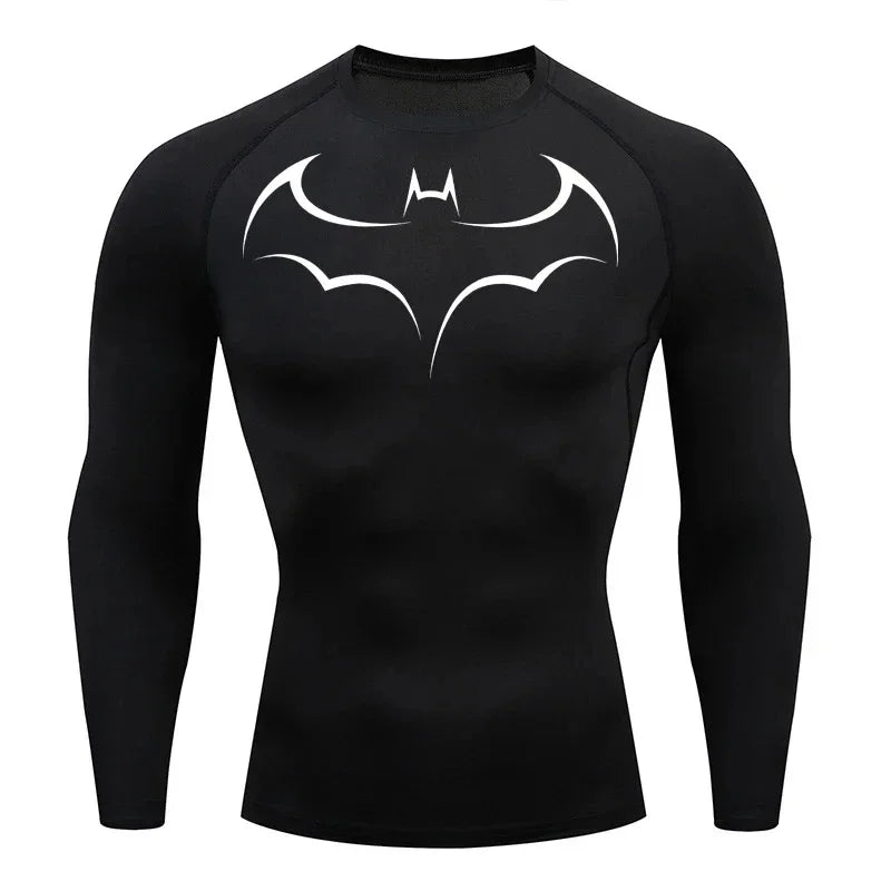 Bat Printed Men's Tight T-Shirt Running Compression Compression T Shirt Gym Fitness Jogging Short Sleeve Male Casual Shirt Tops