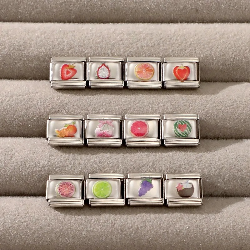 2025 Women's Fashion Colorful Flowers Sunflower Tulip Orchid Daisy Italian Charms Fit 9mm Stainless Steel Bracelet DIY Jewelry