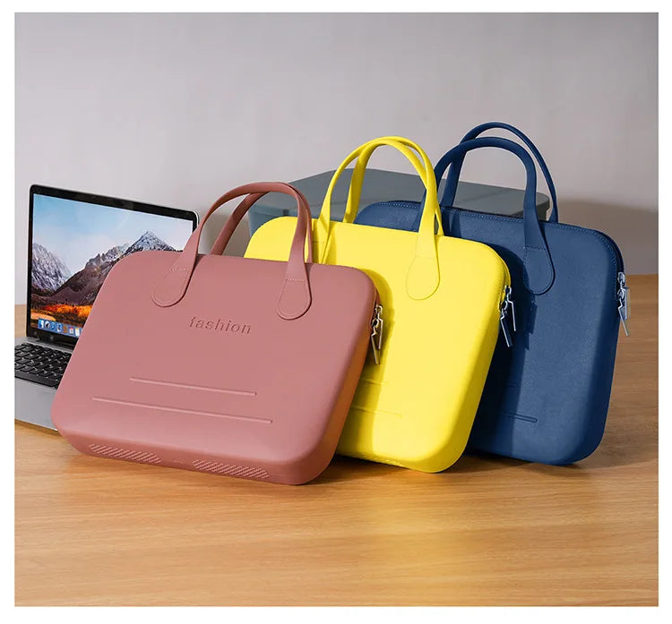 Morandi Colorful Computer Hand Bag Light Trendy 14 Inch Laptop Bag for Girls Student Portable EVA Waterproof Handbag
