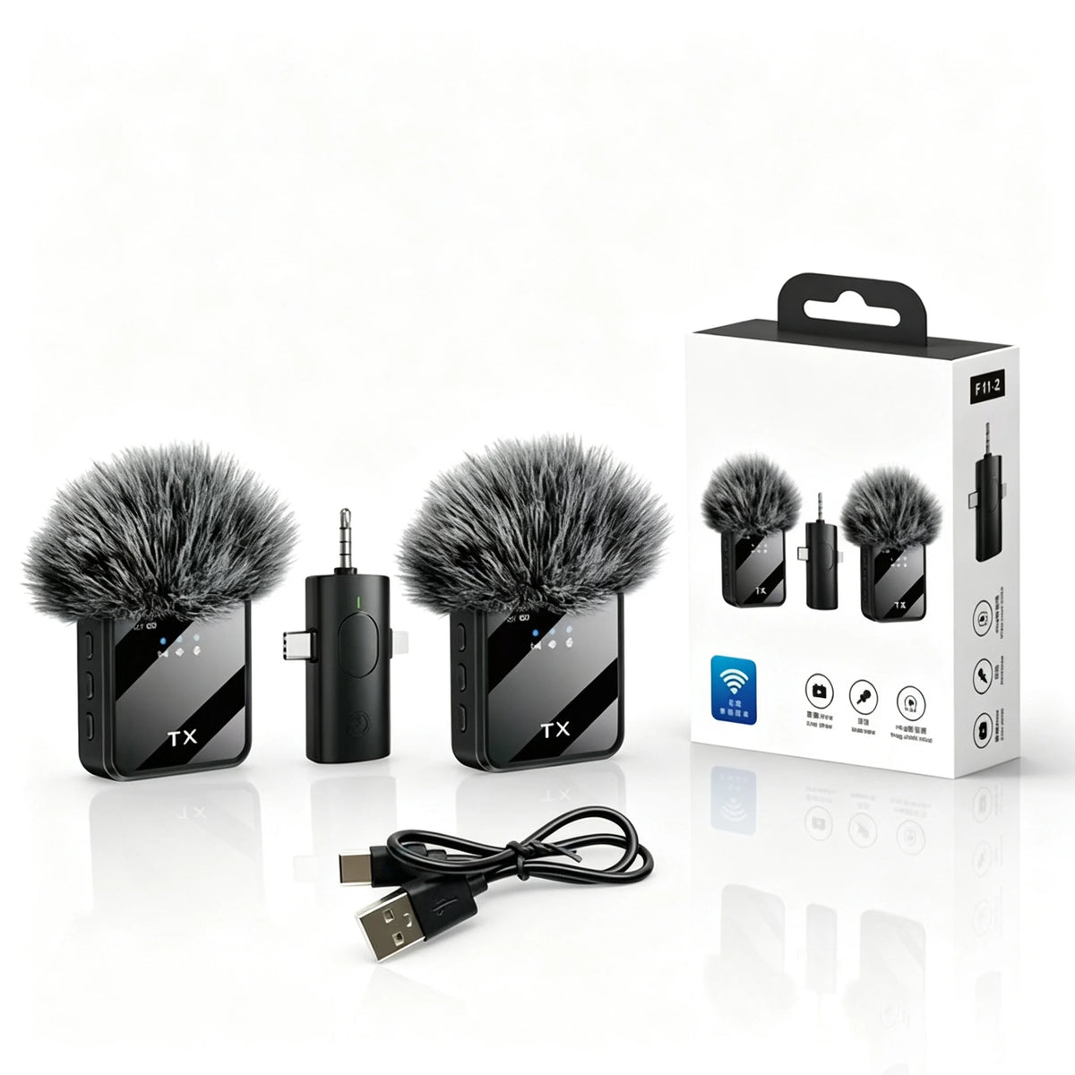 KEBIDUMEI 3IN1 Wireless Lavalier Microphone Handheld Microphone Video Recording Noise Reduction Mic for Living Broadcast Gaming