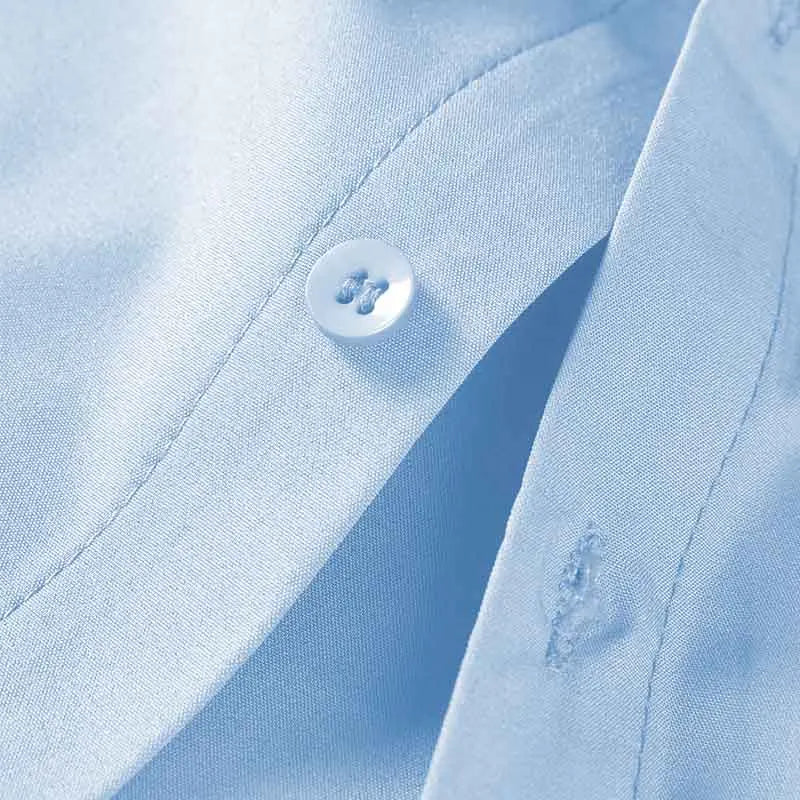 Men's Business Casual Long Sleeve Shirt Solid Color Wrinkle Resistant Comfortable All-Season Versatile Solid Color Top