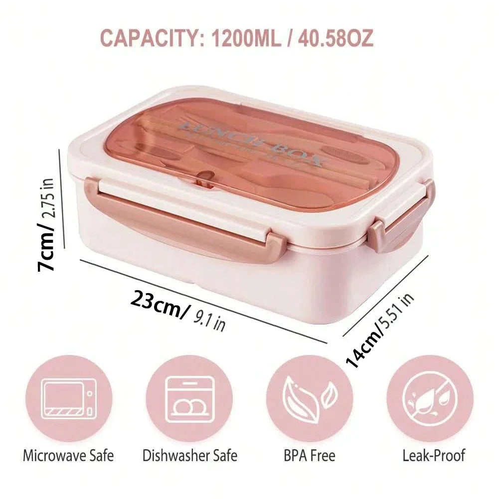 Adult Bento Box with 3 Compartments Lunch Container for Men Women Portable Lunchable Food Storage Back To School Microwave Safe